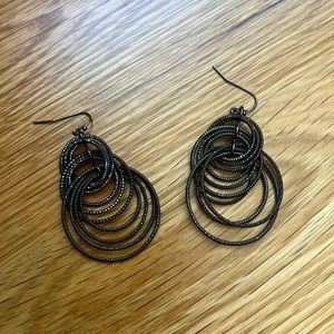 Dark gray dangly hoop earrings